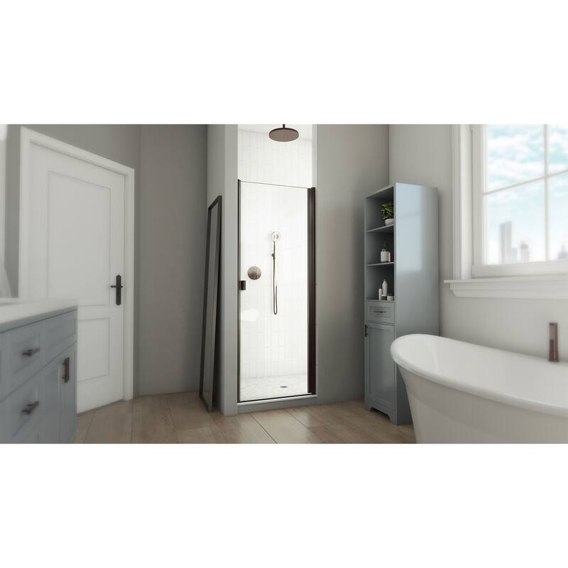 DreamLine Alliance Swing BG 28 in. W x 66 in. H Semi-Frameless Swing Shower Door in Oil Rubbed Bronze and Clear Glass