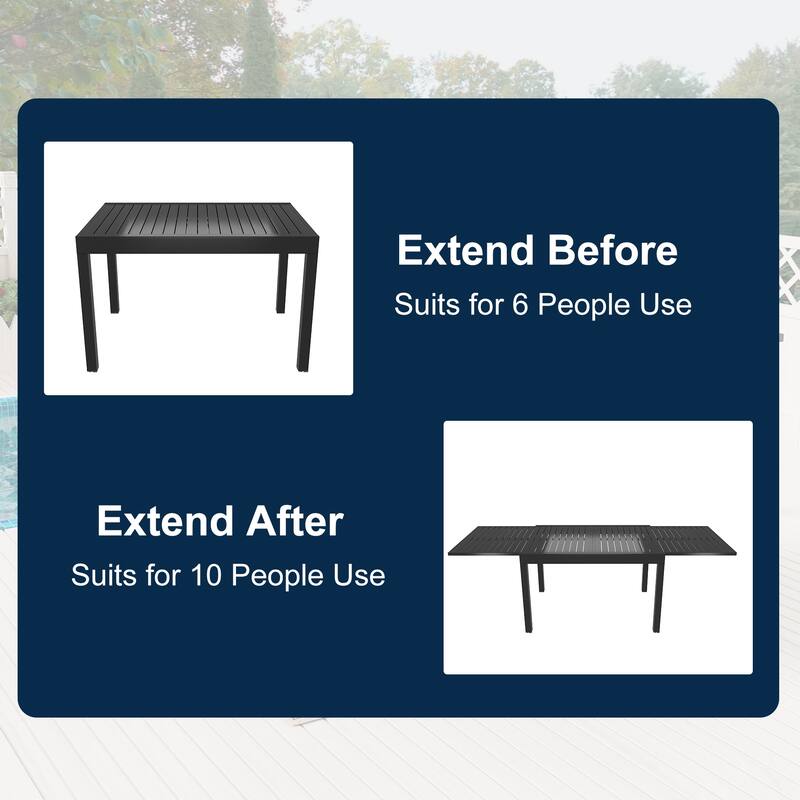 7 Pieces Outdoor Dining Set with 1 Extendable Dining Table