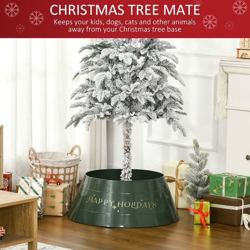 Green Christmas Tree Collar with Gold “HAPPY HOLIDAYS” Design and Hide Tree Stand & Protect Pets - 26" x 11" H