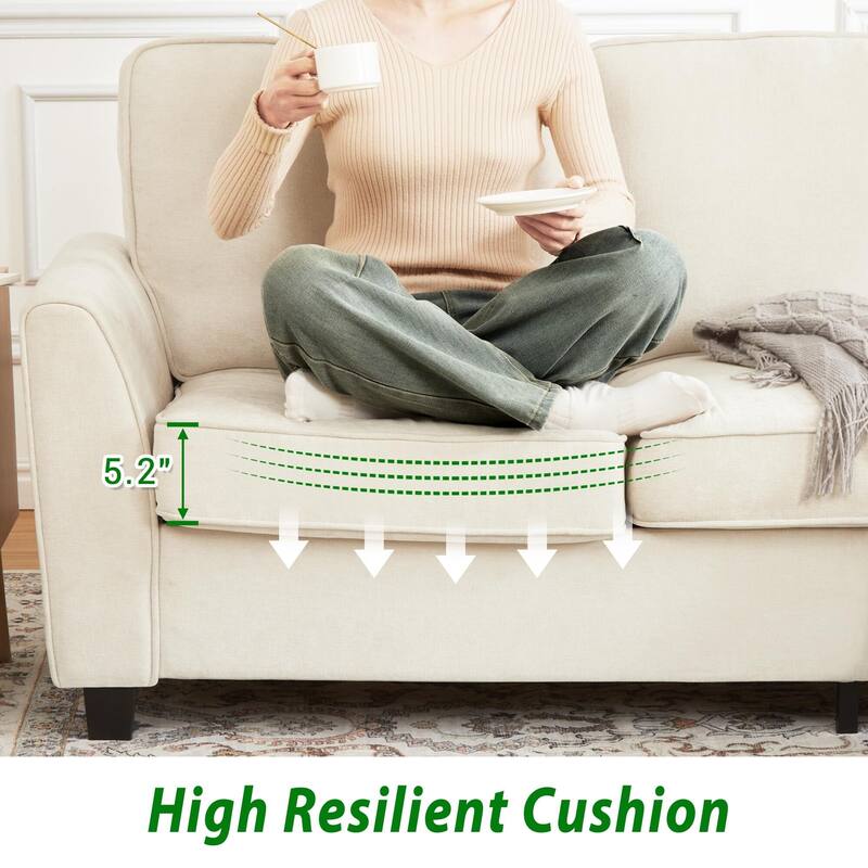 83" Couch, 3-Seater Sofa with Deep Seat, Comfortable Chenille Couch