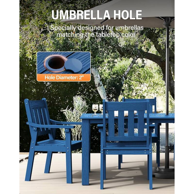 WINSOON HIPS All Weather Outdoor Patio Dining Sets with Umbrella Hole& Aluminum Frame