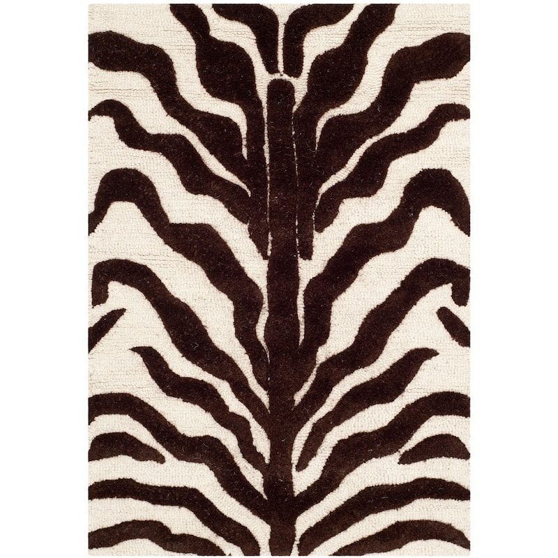 SAFAVIEH Handmade Cambridge Rikey Animal Print Wool Rug - 2' x 3' - Ivory/Brown