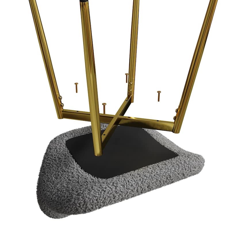 GDFStudio - Calrix Minimalist Teddy Velvet Upholstered Dining Chair Set, Sturdy Golden Metal Legs & Sculpted Backrest, Set of 2