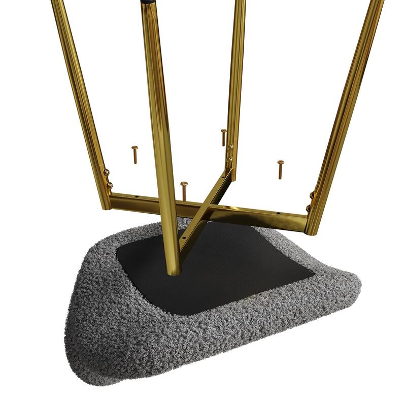 Modern minimalist teddy velvet Dining Chairs Set of 2 with sturdy gold metal legs and comfortable backrest design