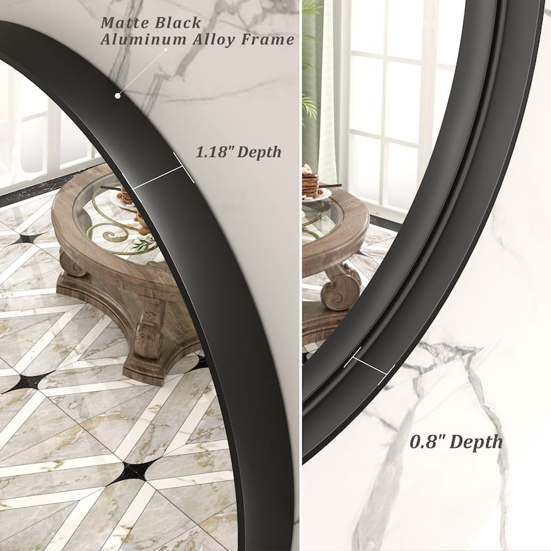 Round Tempered Glass and Metal Framed French Cleat Mounted Wall Bathroom / Vanity Mirror
