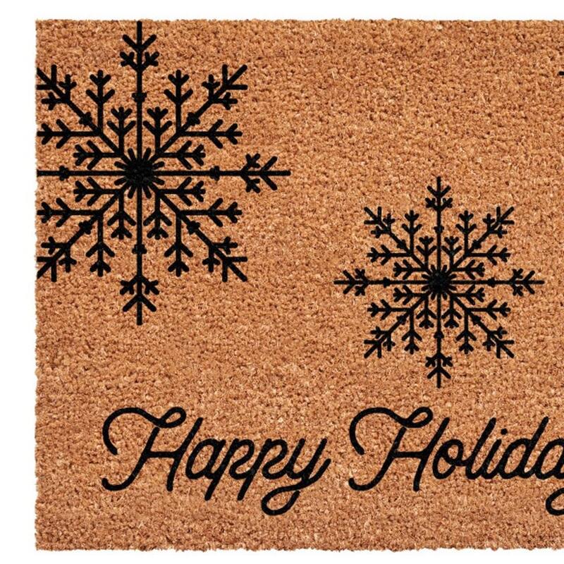 HomeRoots 17" X 29" Brown And Black Christmas Merry Christmas Outdoor Coir Door Mat - 17.00' X '29.00