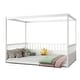 preview thumbnail 18 of 28, Wooden Canopy Bed Frame with Guardrails, Four-Poster Design, and Montessori-Inspired Floor Bed for Kids .