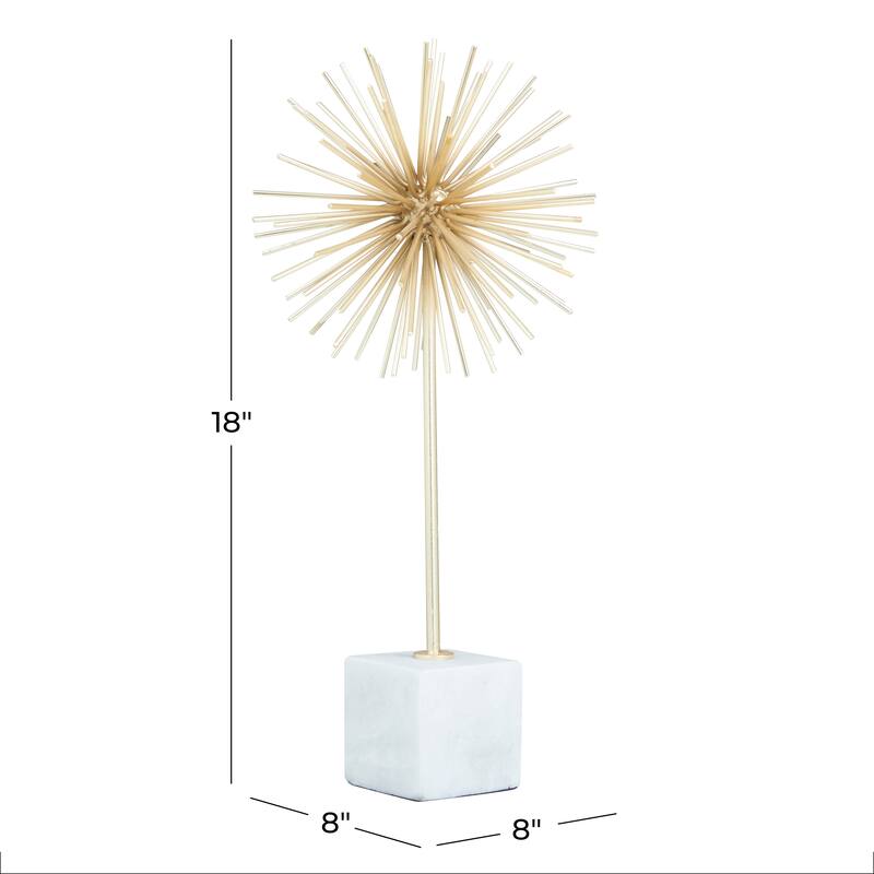 CosmoLiving by Cosmopolitan Gold Marble Starburst Decorative Sculpture with Marble Base