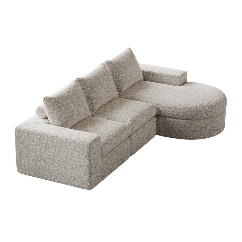 99-Inch Chenille Cloud Curved Sectional Sofa with Chaise, L-Shaped Modern Boneless Couch with Deep Seats,Sectional Sofa
