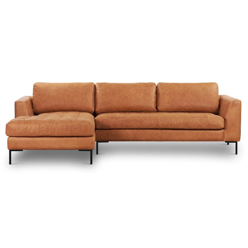 Poly & Bark Calle Left-Facing Sectional - Cognac Tan/Black