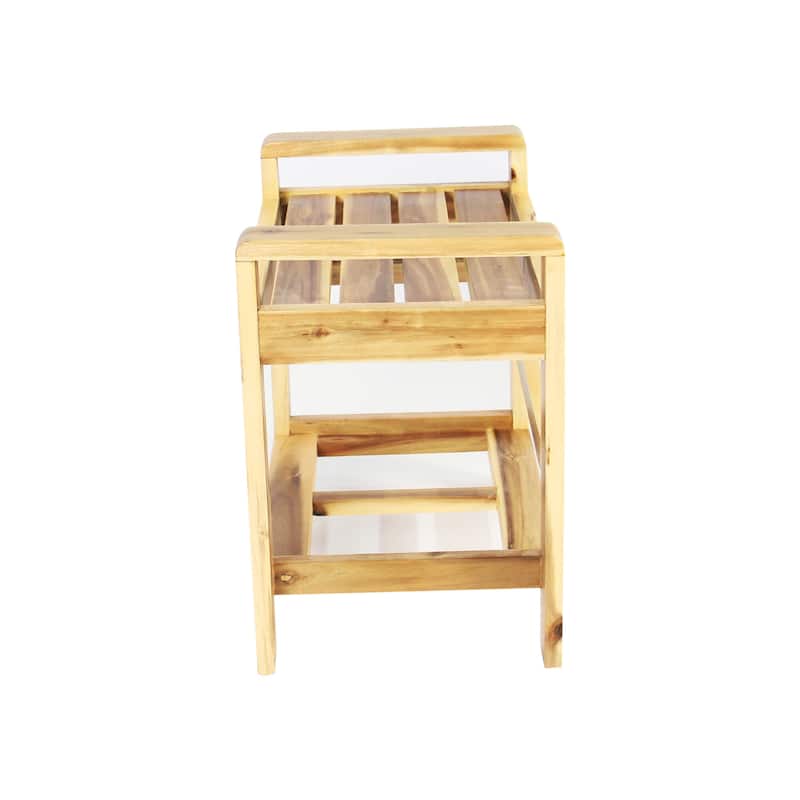 M4H Brae Solid Wood Natural Water Hyacinth Basket Storage Ottoman