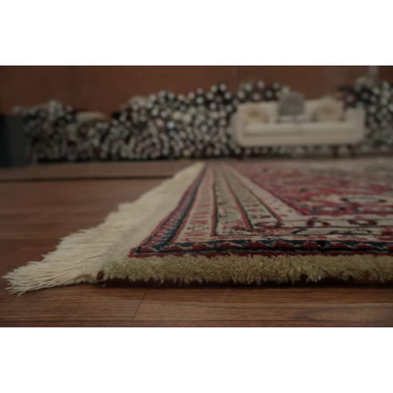 Hand Knotted Oriental 100% Wool Carpet Traditional All-Over Beige & Ivories Kashan Area Rug - 12' 7'' X 9' 1''
