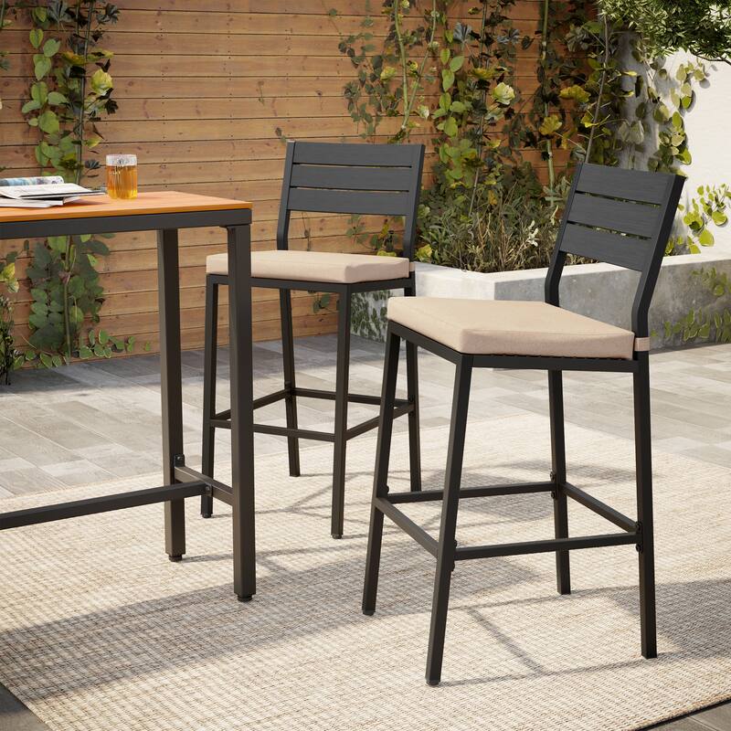 Pellebant Outdoor 2 or 4PCS Barstools with Cushion - 15.9 in D x 17.3 in W x 40.2 in H