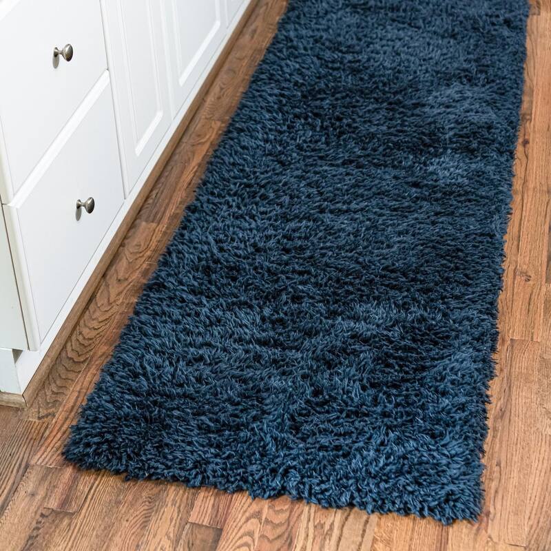 Shag Arum Shag Collection Area Rug - 2'7"x13' - Cobalt