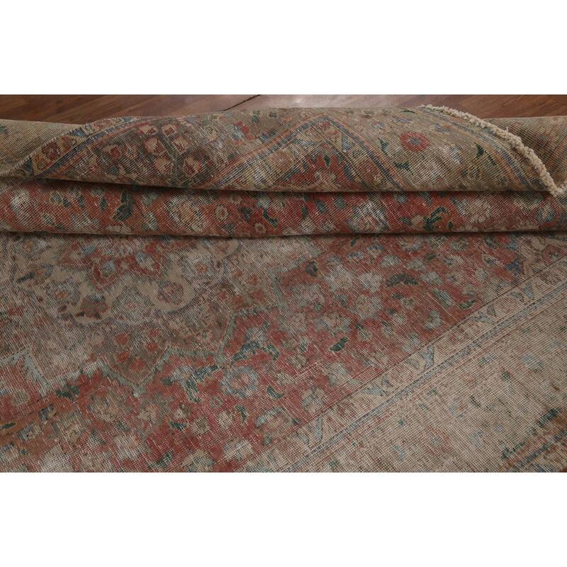Distressed Tabriz Persian Vintage Rug Handmade Wool Carpet - 6'6" x 9'6"