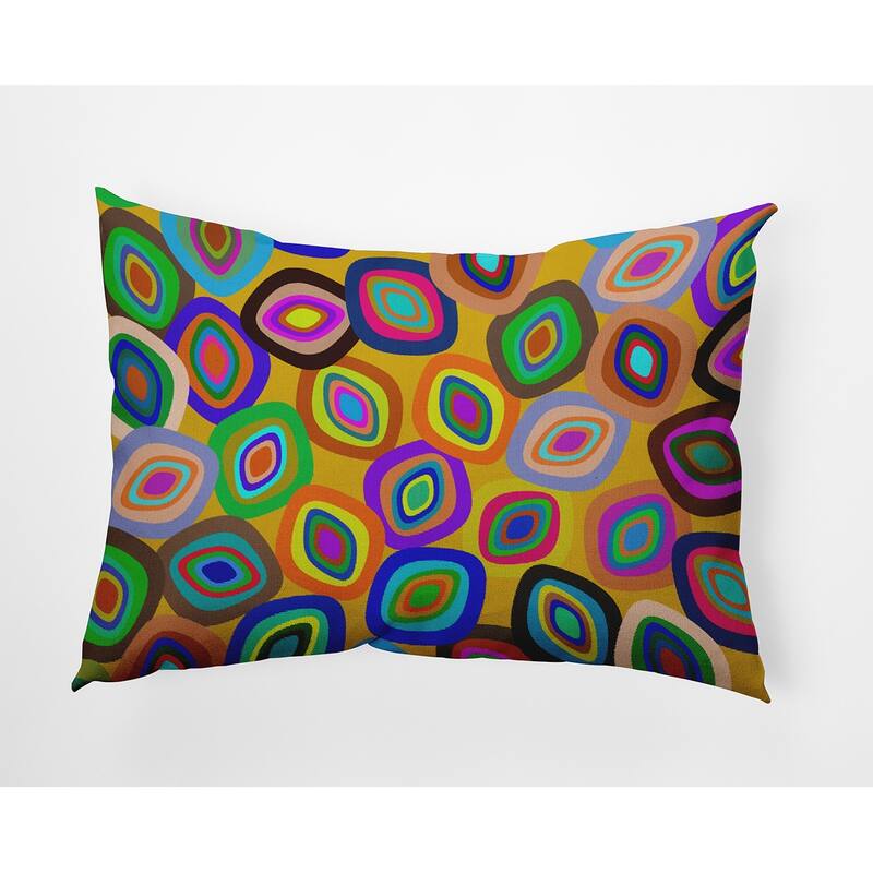 Modern Leaf Pile Fall Indoor/Outdoor Throw Pillow - 14" x 20" - Yellow