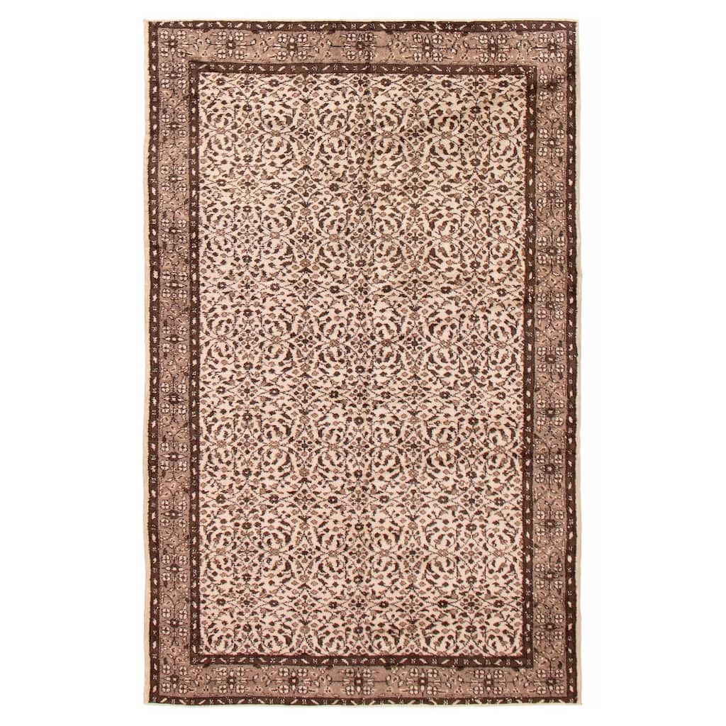 ECARPETGALLERY Hand-knotted Melis Vintage Cream Wool Rug - 5'9 x 9'4