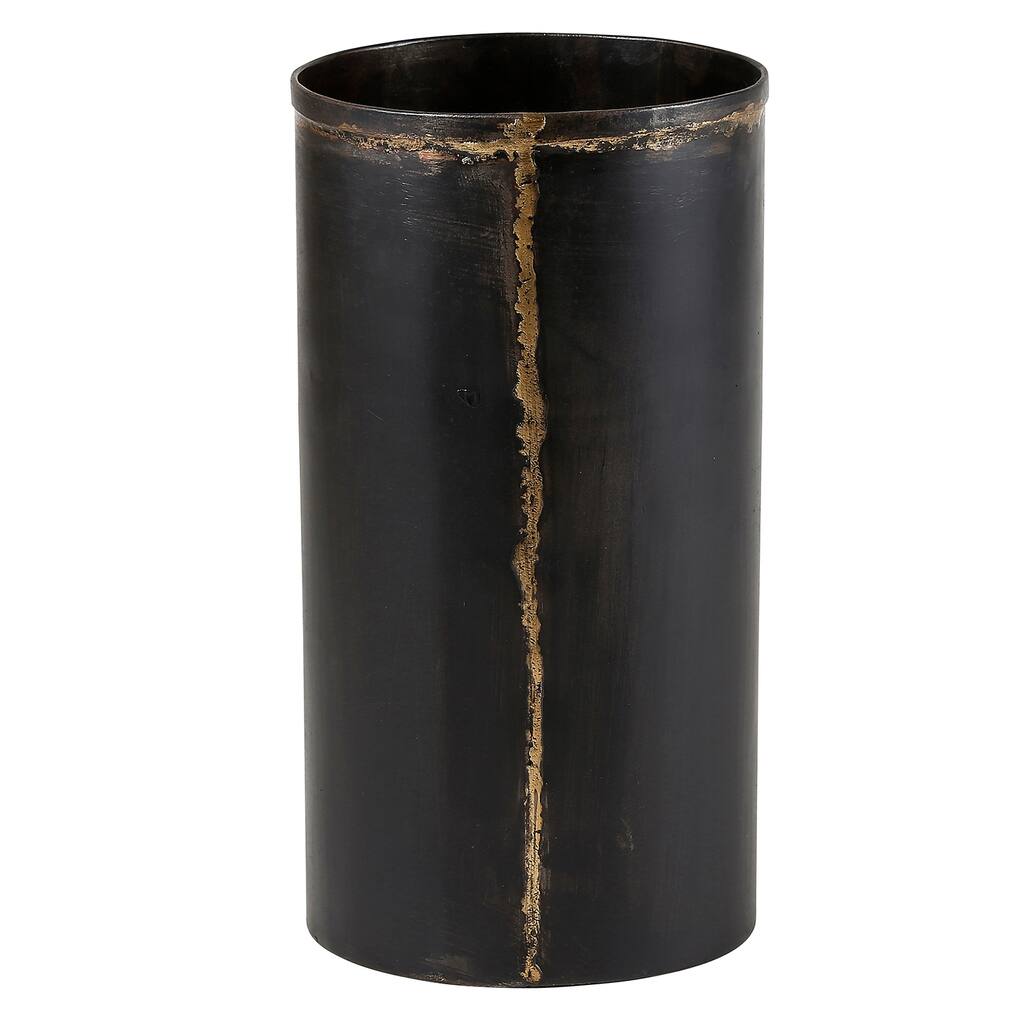 8" Black And Bronze Round Decorative Iron Vase