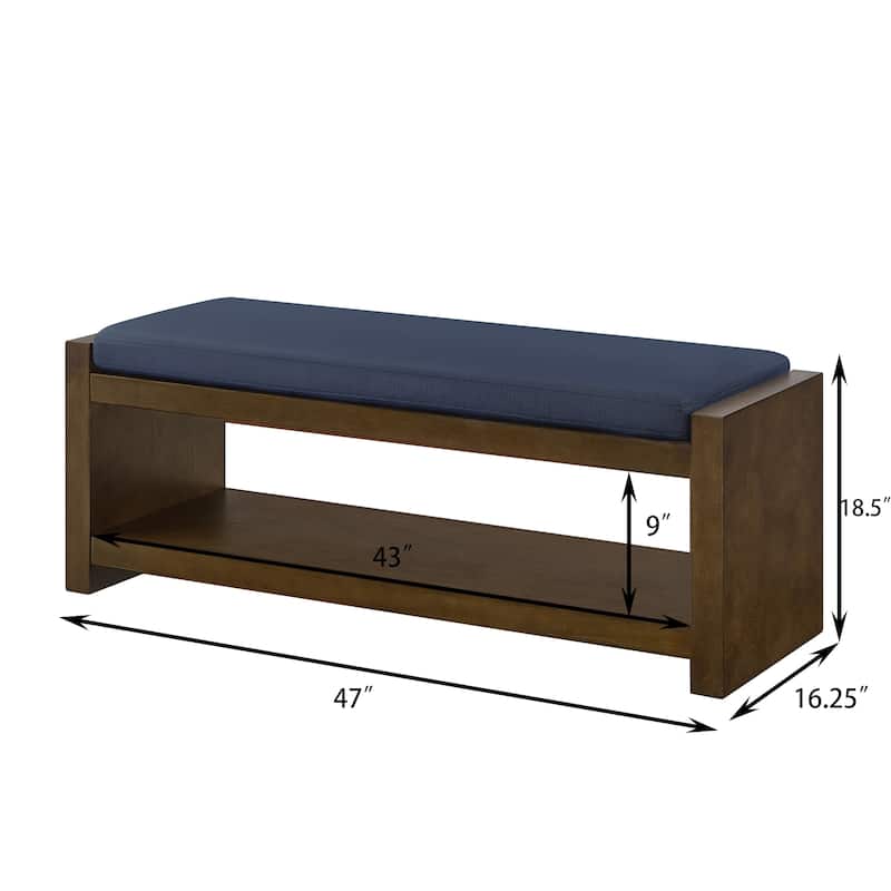 47" Accent Bench with Lower Shelf Shoe Rack