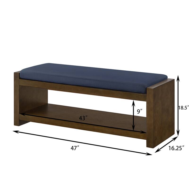 Homy Casa 47" / 40" Accent Bench with Storage, Padded Seating & Lower Shelf Shoe Rack