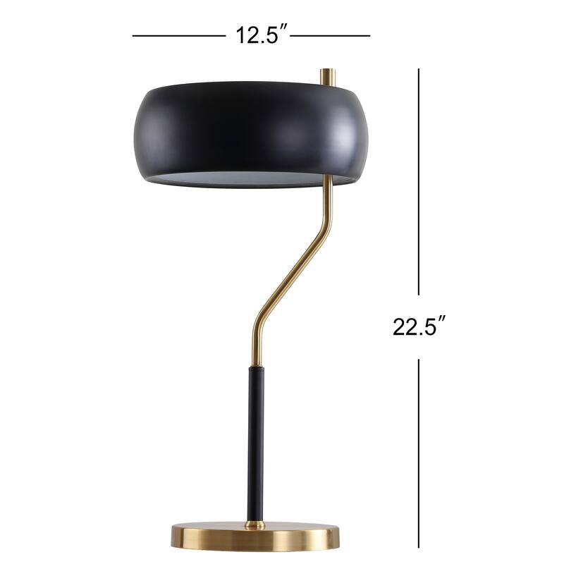 Lucius 22.5" Moody Metal LED Desk Lamp, Black/Brass Gold by JONATHAN Y