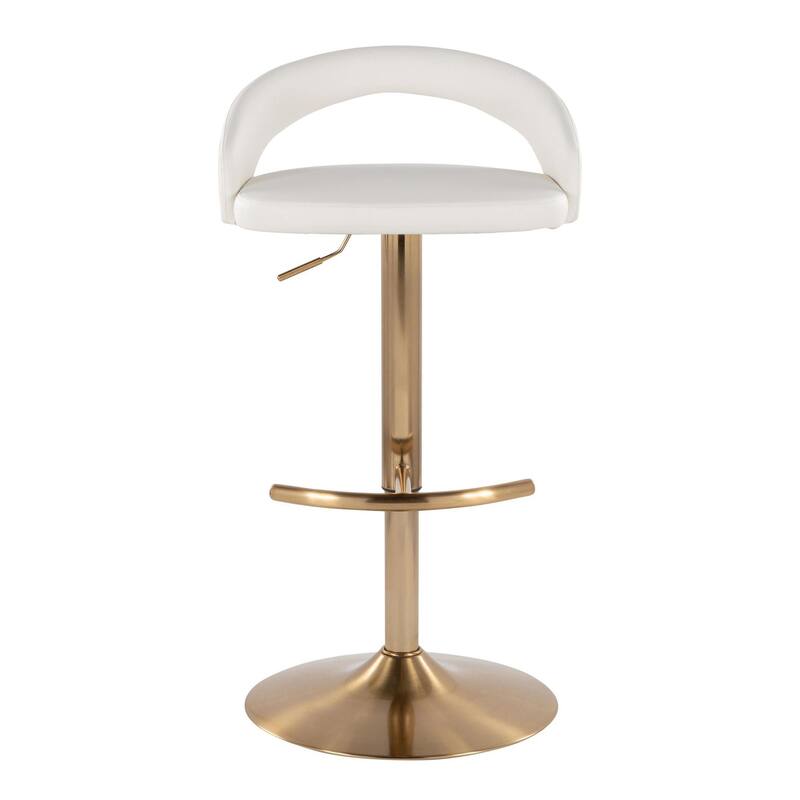 Grotto Upholstered Adjustable Barstool with Gold Metal - Set Of 3