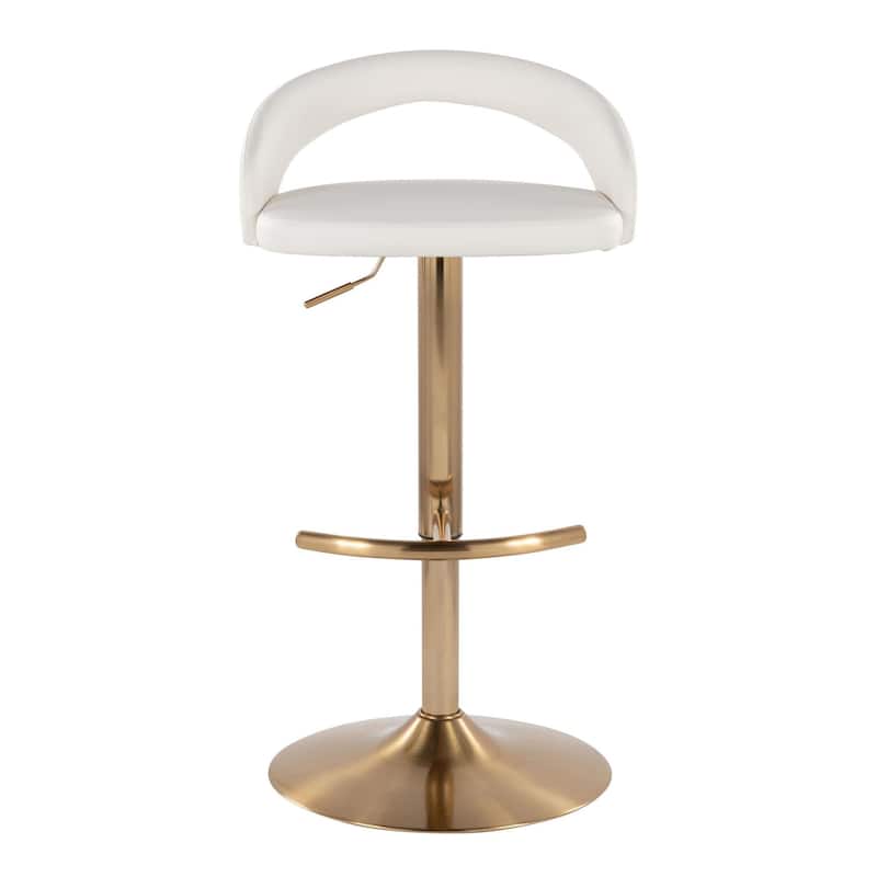 Grotto Upholstered Adjustable Barstool with Gold Base