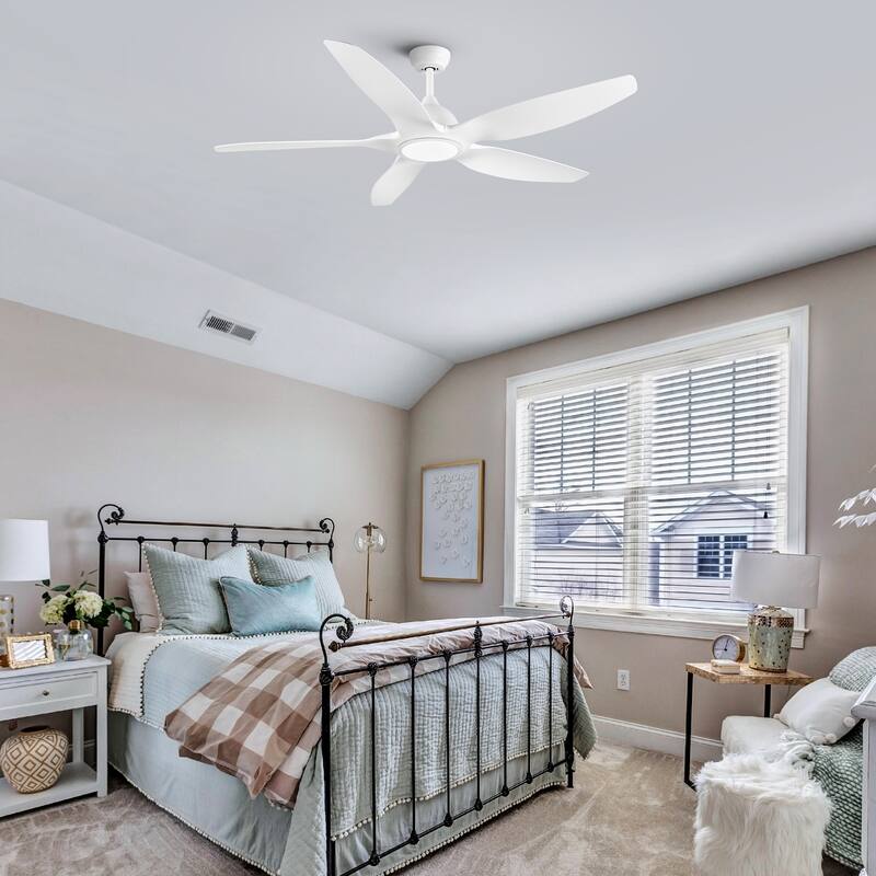 60 in.Matte White Indoor Ceiling Fan with Light, DC Motor and Remote Control