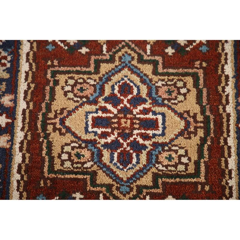 Hand Knotted Oriental 100% Wool Carpet Traditional Medallion Oranges & Rust Heriz (serapi) Area Rug - 3' 0'' X 2' 0''