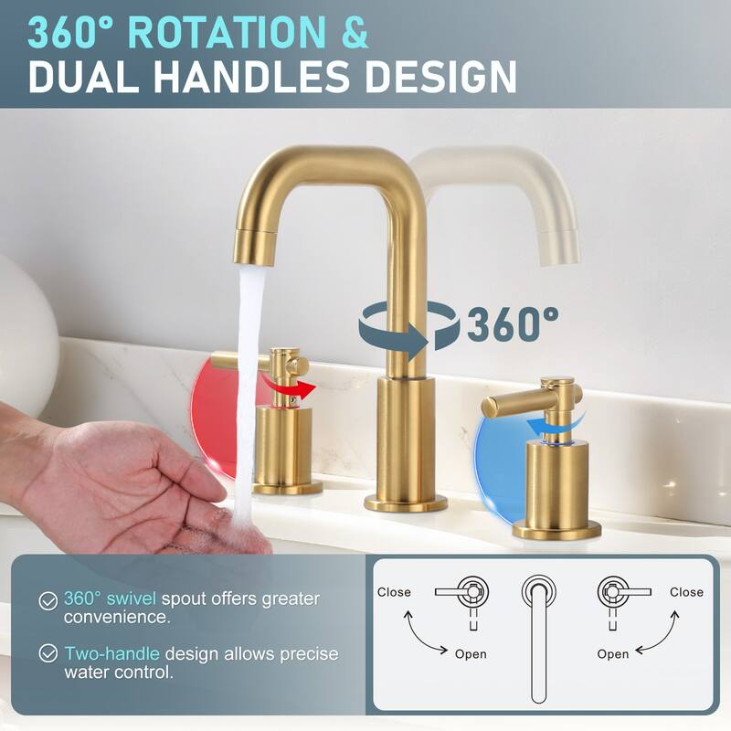 WOWOW 8 in. Widespread Double Handle Bathroom Faucet