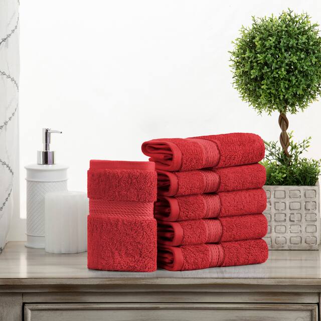 Marche Egyptian Cotton 6 Piece Face Towel Set by Miranda Haus - Red