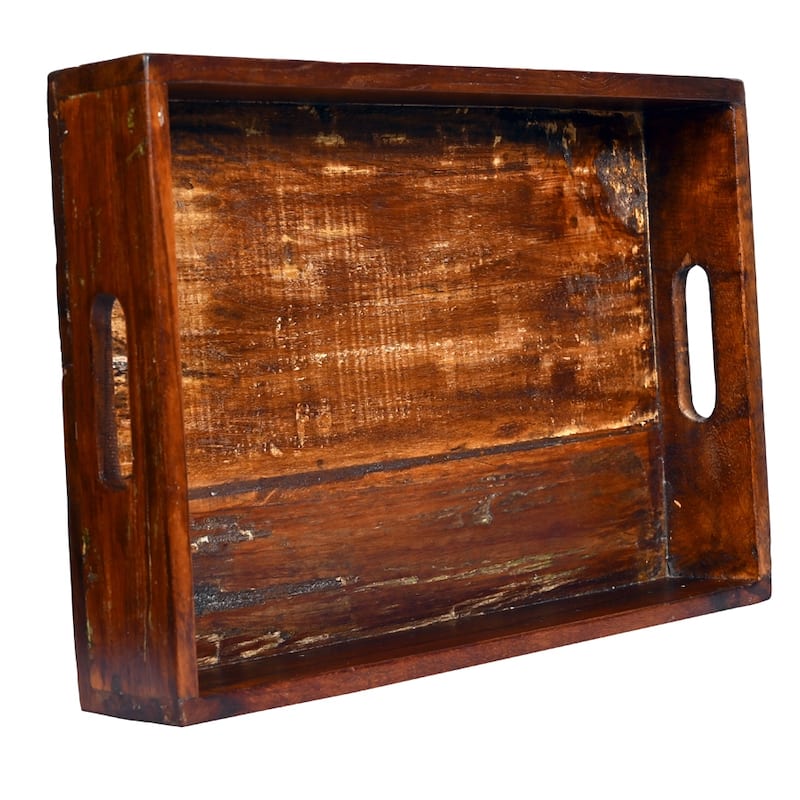 Solid wood Reclaimed 18 inch farmhouse serving tray, also used as decorative tray