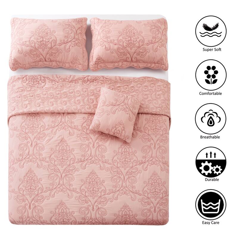 Serenta Damask Oversized 4-piece Bedspread Set