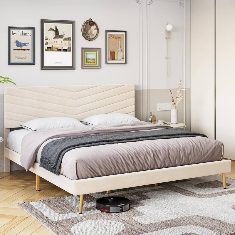 Bed Frame with Adjustable Headboard