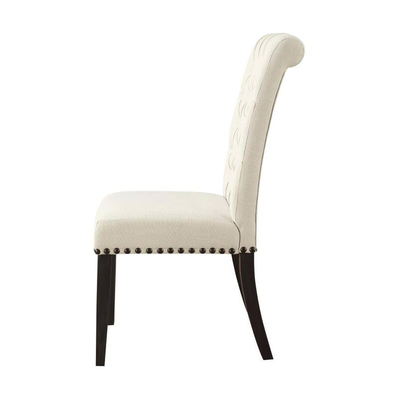 Set of 2 Fabric Upholstered Dining Side Chairs, Beige and Smokey Black