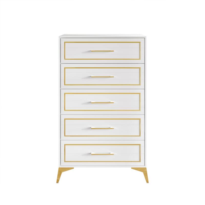 CraftPorch Contemporary Chest with 5 Drawers - White