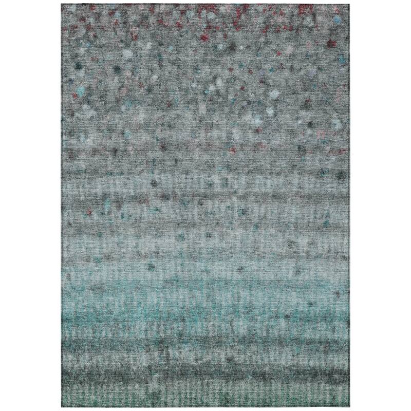 Machine Washable Indoor/ Outdoor Ombre Stripes Chantille Rug