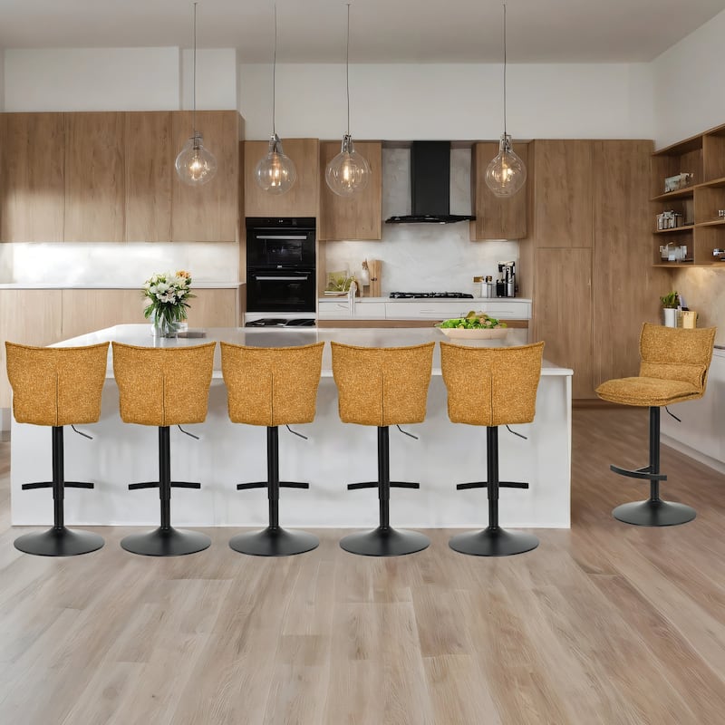 Swivel Adjustable Height with Armless Bar Stools - Set of 6 - Yellow