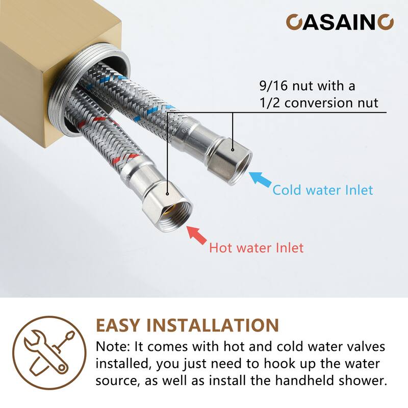 CASAINC Single-Handle Freestanding Floor-Mount Roman Tub Faucet with Hand Shower