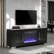 preview thumbnail 1 of 16, Furniture of America Fionna Modern Black Electric Fireplace TV Stand with LED and Shelves 60" TV