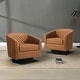 preview thumbnail 22 of 79, 2 Set Tufted PU Vegan Leather Swivel Barrel Chair with Nailheads Trim