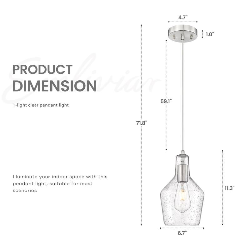 1-Light Adjustable Kitchen Pendant Light