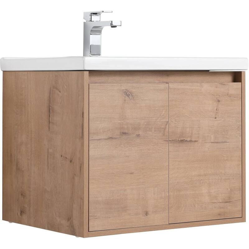 Blossom 24" Wall-Mounted Floating Bathroom Vanity with Ceramic Sink