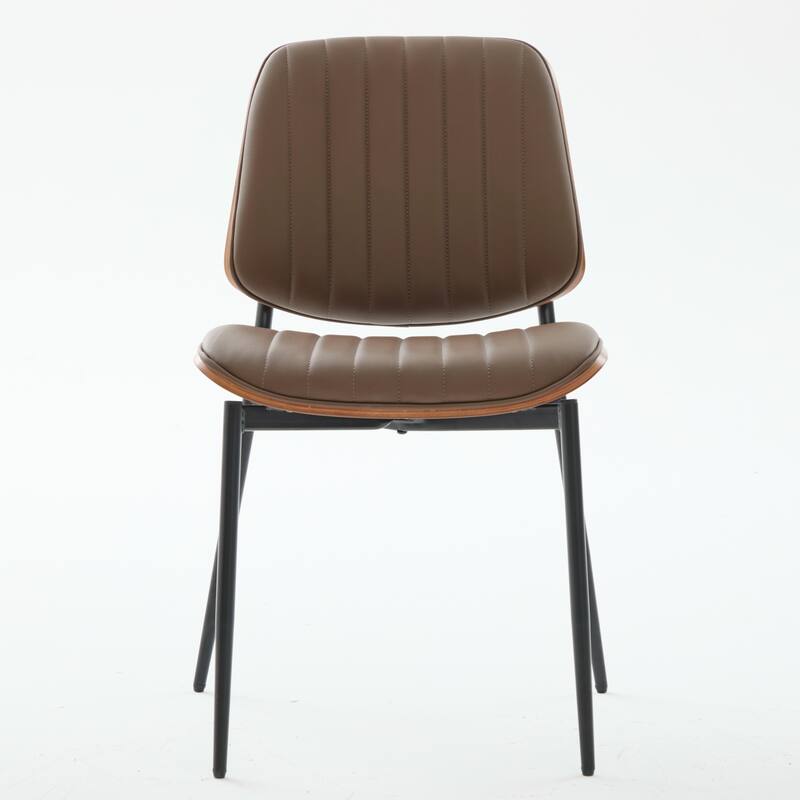 Dining Chairs Set of 2 Mid Century Modern Retro Linen Chair with Walnut Bentwood Back Upholstered Seat Metal Legs