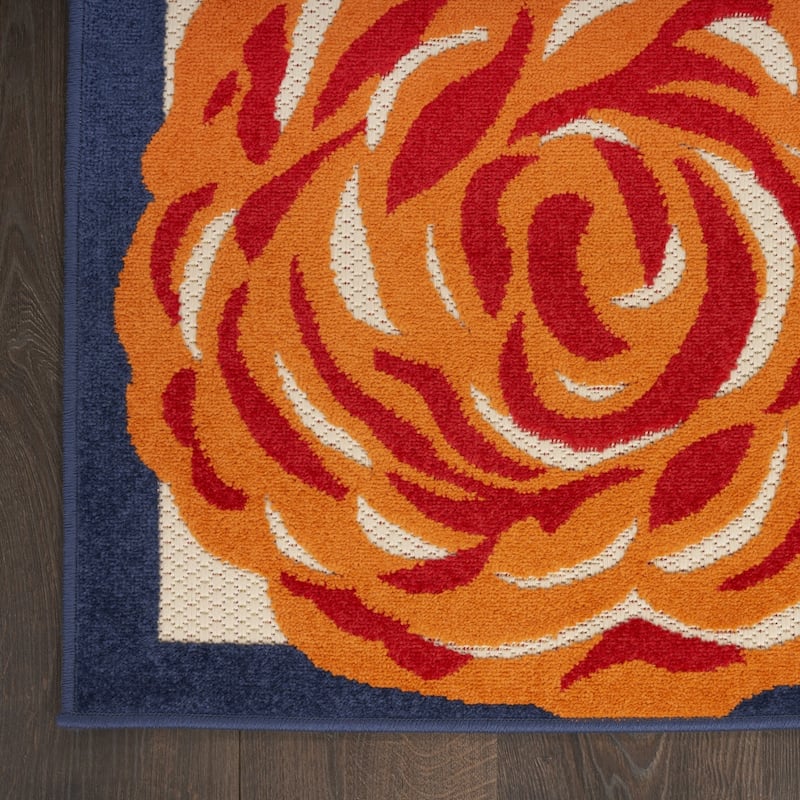 Gafi Botanic Elegance Sun-Resistant Colors Trendy Modern Outdoor Rug - 3' X 4'