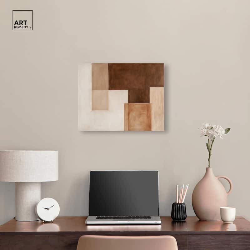 Cream and Brown Panels II Canvas by Art Remedy, Gallery Wrapped