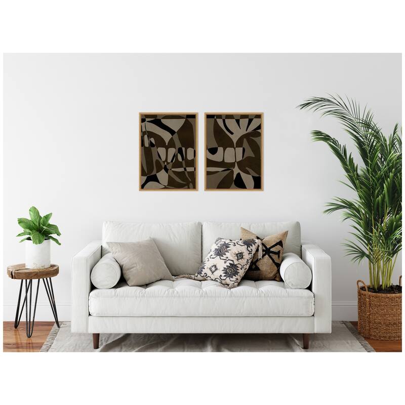 Kate and Laurel Sylvie Contour 1 and 2 Framed Canvas Art Set by Shatha Al Dafai