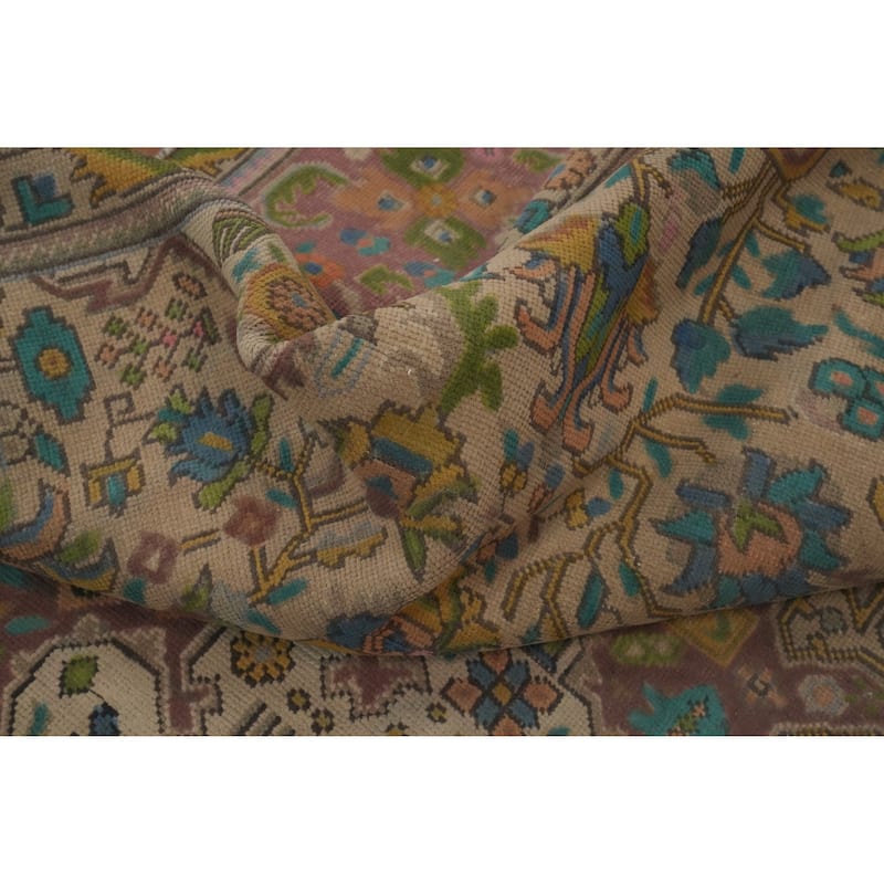 Hand Knotted Oriental 100% Wool Carpet Traditional Floral Brown Tabriz Area Rug - 12' 6'' X 9' 3''