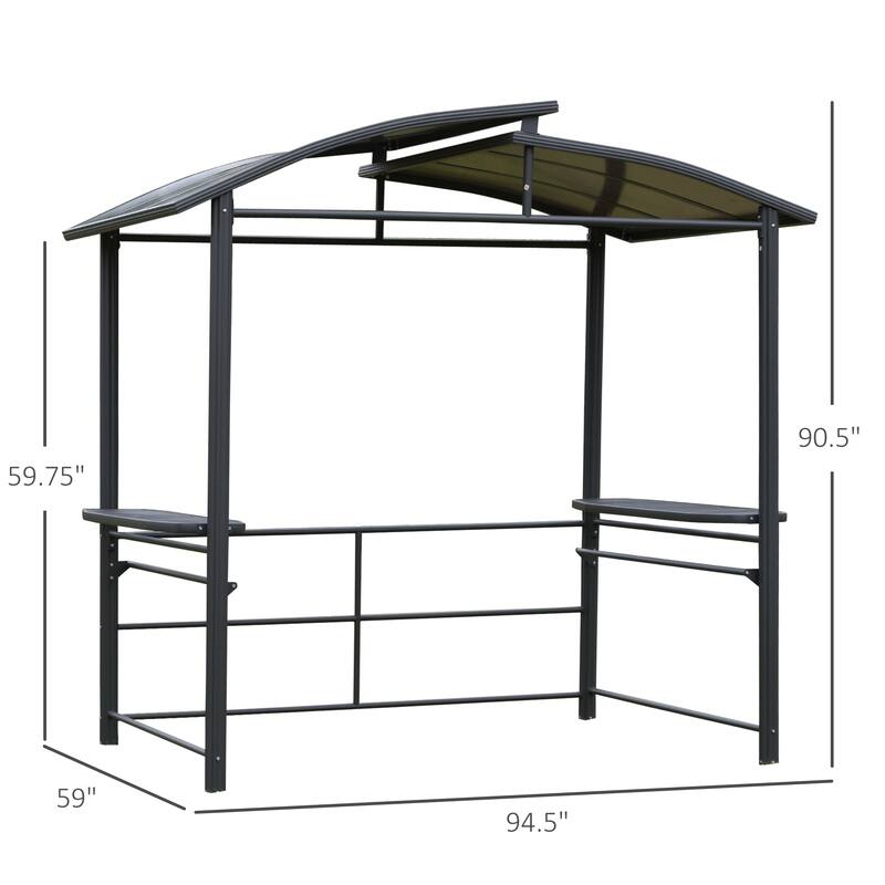 Outsunny 8' x 5' Grill Gazebo Outdoor BBQ Gazebo Canopy with Side Shelves Great Ventilation PC Board