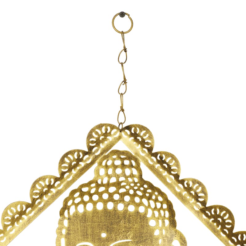Gold Iron Eclectic Windchime 30 x 14 x 1 - 14 x 1 x 30